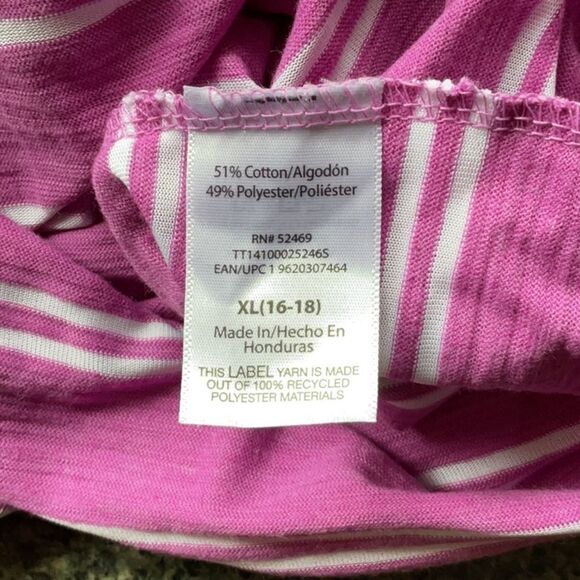 NWOT Time and Tru Women's Short Sleeve Tee Purple White Stripes XL 16-18 Cotton - Picture 4 of 7